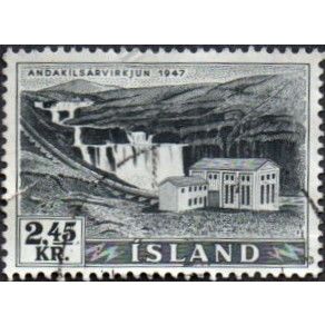 Iceland 1956 2,45Kr Value. Watefalls. Andakilsarvirejun. Fine Used