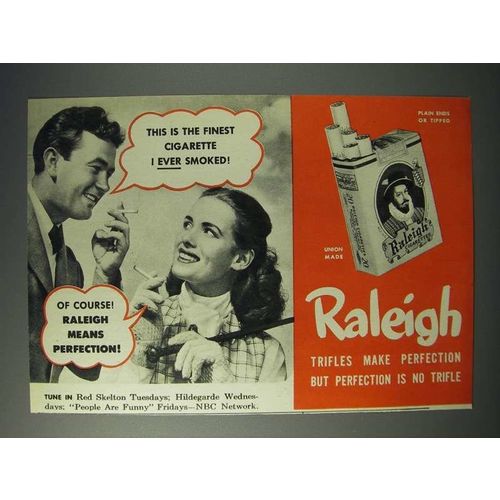 1946 Raleigh Cigarette Ad - Finest I Ever Smoked