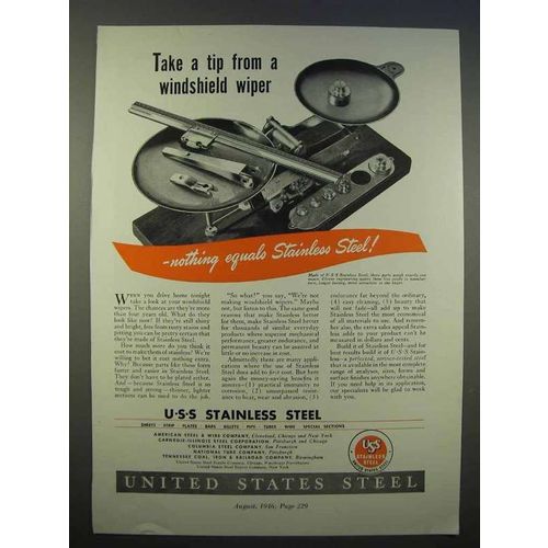 1946 United States Steel Ad - Tip from Windshield Wiper