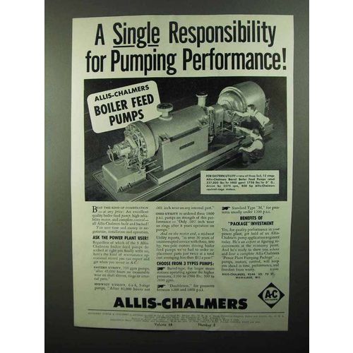 1950 Allis-Chalmers Boiler Feed Pumps Ad