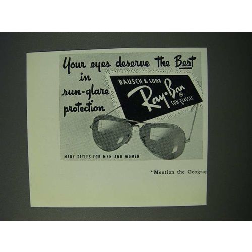 1949 Ray-Ban Sun Glasses Ad - Your Eyes Deserve the Best