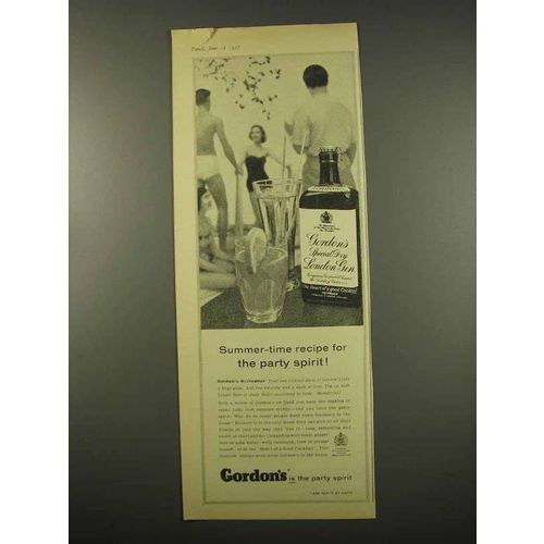 1957 Gordon's Gin Ad - Summer-Time Party Spirit