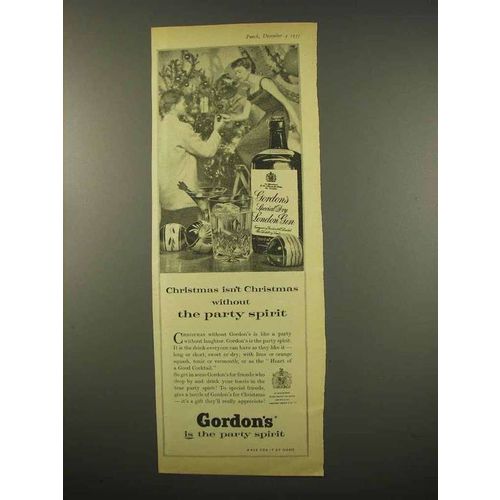 1957 Gordon's Gin Ad - Christmas Party Spirit