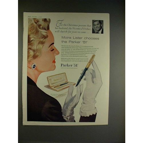 1957 Parker 51 Pen Ad, Moira Lister, Vicomte d'Orthez