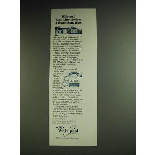 1984 Whirlpool Appliances Ad - Whirlpool cool-line service: A dream come true