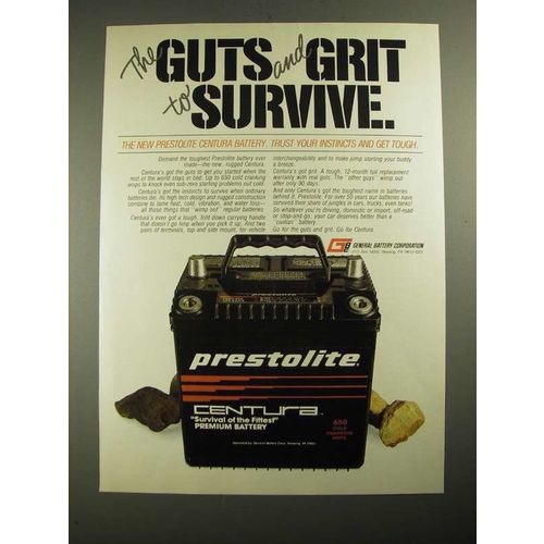 1987 Prestolite Centura Battery Ad - The Guts and Grit to Survive