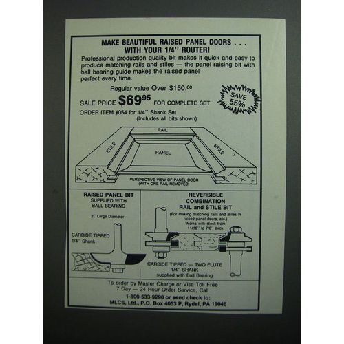 1989 MLCS Router Bits Ad - Make beautiful raised panel doors.