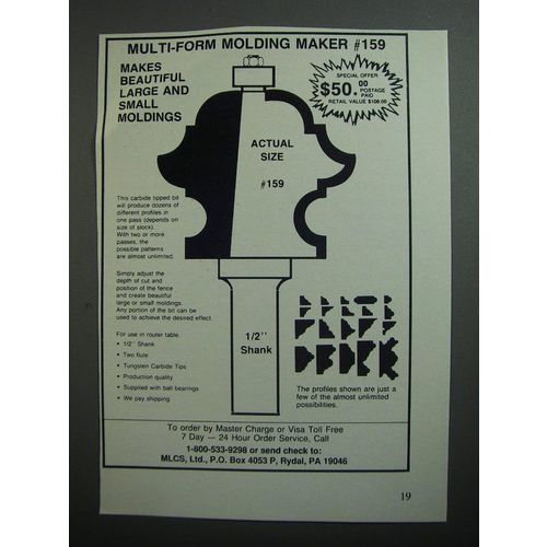 1989 MLCS Multi-Form Molding Maker #159 Ad - Makes Beautiful Moldings