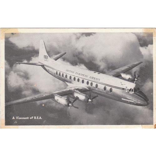 BEA British European Airways Viscount Aircraft Civil Aviation Postcard (A12611)