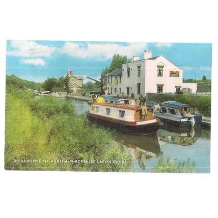 THE FLY AUDLEM SHROPSHIRE UNION CANAL vintage postcard J Salmon unused 1979 pm /