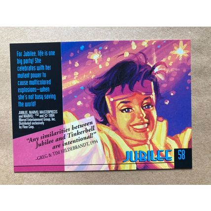 Marvel Masterpieces 1994 Base trading Card # 58 Jubilee (B) Fleer