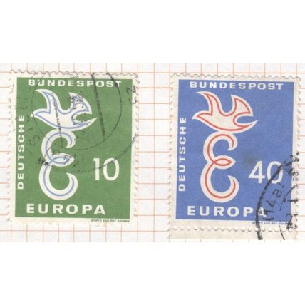 Germany stamps 1958 - 10pfg & 40pfg Europa set - used 2