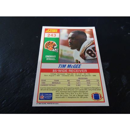 1990 Score Football Card # 243 Tim McGee Excellent-Mint (6) Cincinnati Bengals