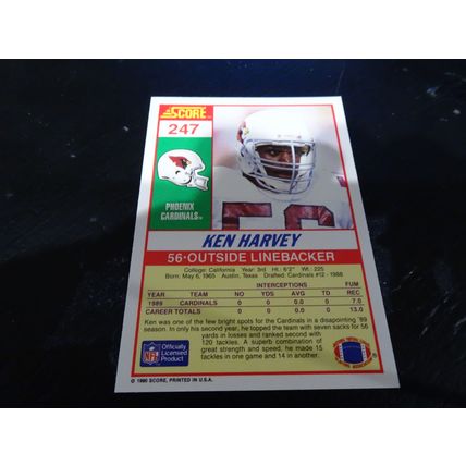 1990 Score Football Card # 247 Ken Harvey Excellent-Mint (6) Phoenix Cardinals