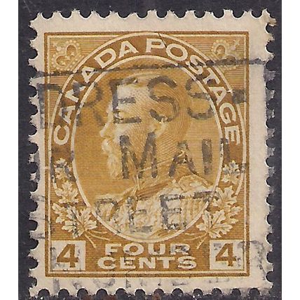 Canada 1922 - 31 KGV 4ct Olive Yellow used SG 249 ( H1358 )