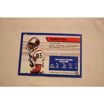 Matt Clark 1991 AW Sport All-World CFL NO. 4