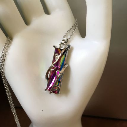 Natural Fire Rainbow Topaz Necklace #395 USA Seller