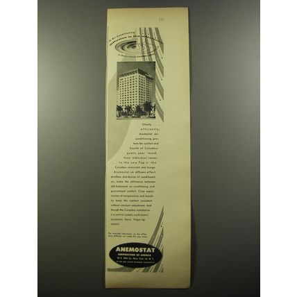 1954 Anemostat Air conditioning Ad - Miami's Columbus Hotel