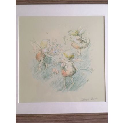 Baby Fairies Picking Flowers Mounted & Framed Print By Beverlie Manson