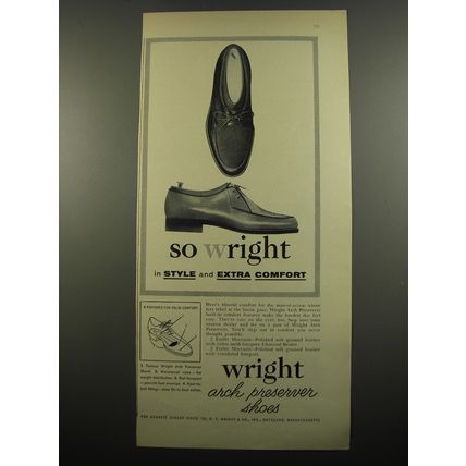 1955 Wright Arch Preserver Shoes Ad - So wright in style and extra comfort