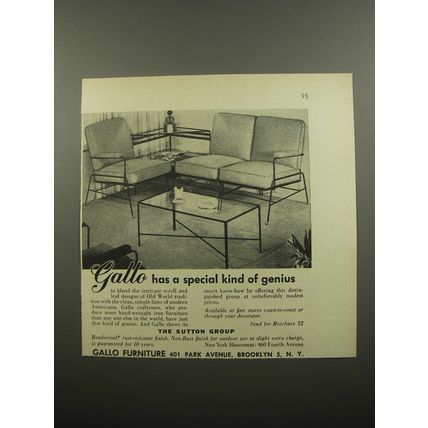 1955 Gallo Furniture Advertisement - Gallo has a special kind of genius
