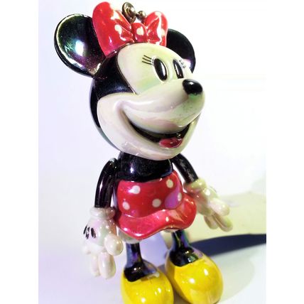 Disney Classic Minnie Iridescent Jointed Figure Charm Keychain - Japan Import