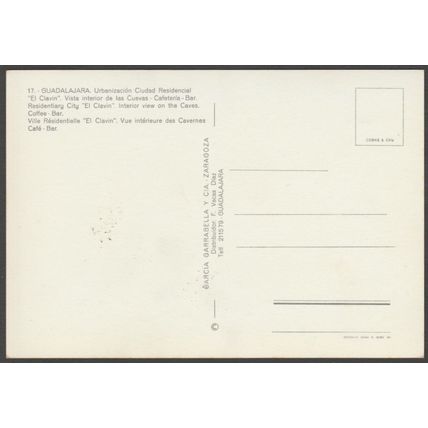 Las Cuevas Cafetería, El Clavin, Guadalajara, 1960 - Garrabella Tarjeta Postal