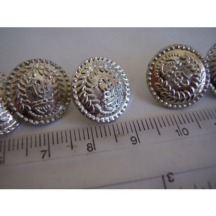6 Princess Cruise Liner Silver-tone Buttons 15 mms