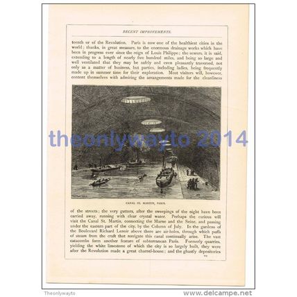 Canal St Martin, Paris, France, Book Illustration (Print), 1880