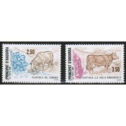 1991 Andorra (Fr) - Sc# 406-407 Mint NH - Farm animals set of 2
