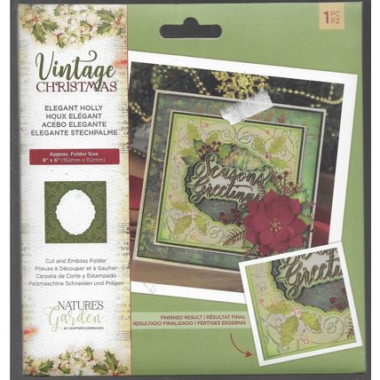 Crafter's Companion. Elegant Holly Cut & Emboss Folder. Cardmaking Scrapbooking