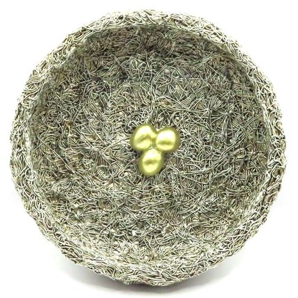 Golden Birds Nest Ornament with Three Golden Eggs 5.5 CM Gift Easter Eggtastic!