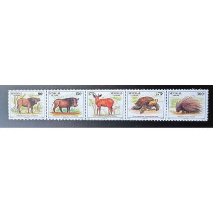 Sénégal 1995 Mi. 1389 - 1393 Faune Tortue Turtle Buffle Phacochère bande