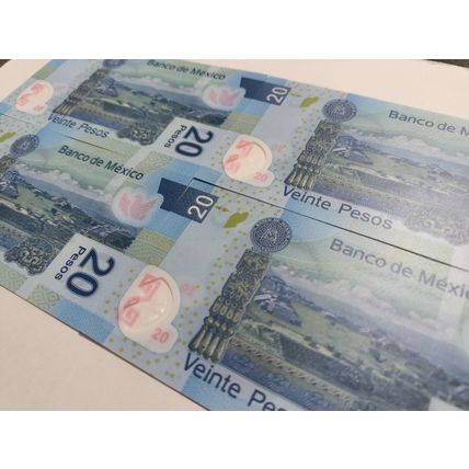 Mexico UNCIRCULATED $20 Pesos polymer 2018 Benito Juárez. Lot of 4 consecutive