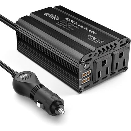 400W Power Inverter DC 12V to 110V AC Car Charger Converter with 4.8A Dual USB P