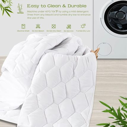 GRT Full Mattress Protector Waterproof, Rayon from Bamboo, Cooling Quilted Fitte