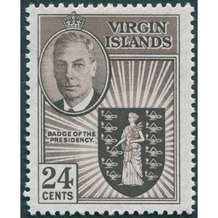 British Virgin Islands 1952 24c. deep brown SG143 unused