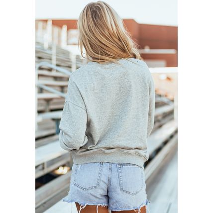 Gray Sequin Baseball Game Day Graphic Casual Sweatshirt