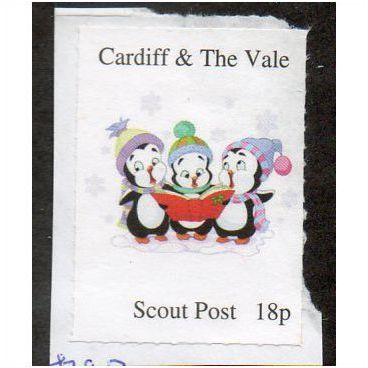 18P) CARDIFF+ THE VALE ' CHRISTMAS POST' LABEL (EBID28-804)