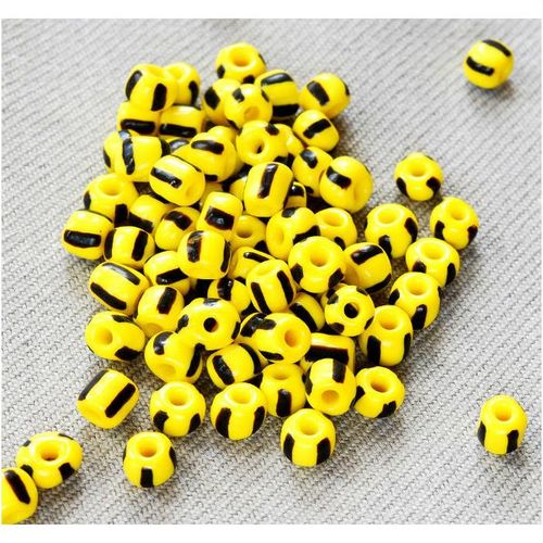 400 no. Yellow Black Striped 5 mm Pumpkin Beads Craft Jewellery Making 2072