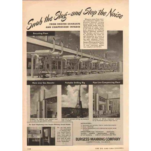 burgess-manning company 1950 stop noise exhausts intakes vintage ad