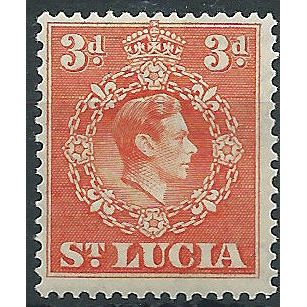 St Lucia 1938 SG133 3d Orange Mounted Mint..
