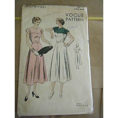 Vintage 1940's Vogue 6379 Misses Dress Pattern - Size 14 Bust 32 Hip 35