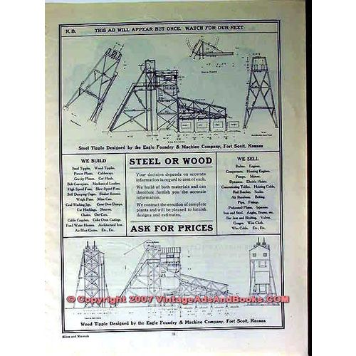 EAGLE FOUNDRY AND MACHINE COMPANY 1910 Steel or Wood Tipple vintage ad