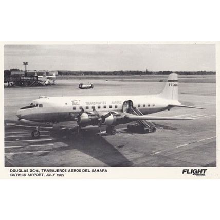 Douglas DC6 Trabajeros at Gatwick London Airport in 1965 Plane Postcard