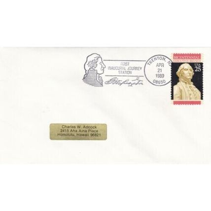 United States 1989 Trenton NJ First Inaugral Journey Station Cover FDC typed