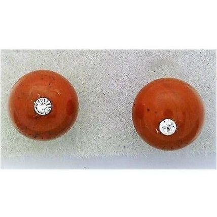 Red Jasper Crystal 8mm Gemstone Stud Earrings 2