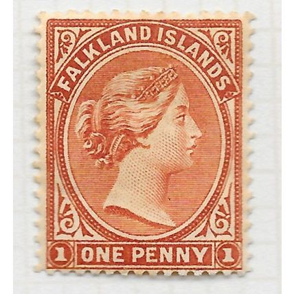FALKLAND ISLANDS 1891 QV WMK CA ONE PENNY MINT NG SG19 19 SG