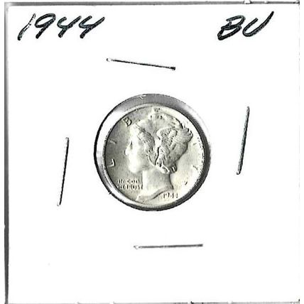 1944 US Silver Mercury Dime BU-A