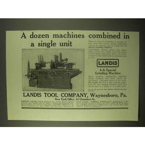 1922 Landis 4-A Special Grinding Machine Ad
